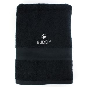 Pet Paw Black Bath Towel