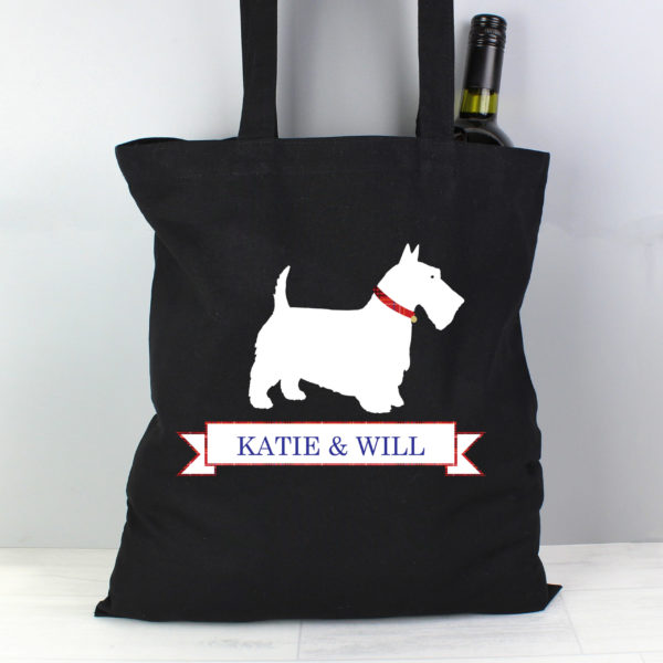 Scottie Dog Black Cotton Bag