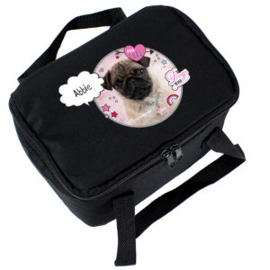 Rachael Hale Doodle Pug Black Lunch Bag