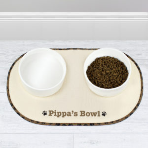 Brown Paw Print Pet Bowl Placemat