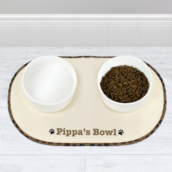 Brown Paw Print Pet Bowl Placemat