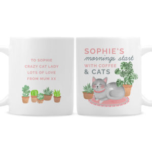 ""Mornings Start with Cats and"" Mug