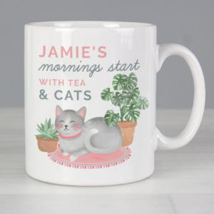 ""Mornings Start with Cats and"" Mug
