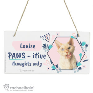 Rachael Hale 'PAWS - itive Thoughts Only' Cat Wooden Sign