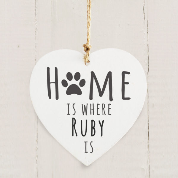'Home is Where' Pet Wooden Heart Decoration
